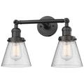 Small Cone 16" 2-Light Oil Rubbed Bronze Tiltable Bath Light w/ Seedy