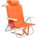 Arlmont & Co. Newham Reclining/Folding Beach Chair w/ Cushion Metal in Orange/Gray/White | 33 H x 27 W x 39.3 D in | Wayfair