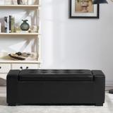 Faux Leather Upholstery Storage Ottoman Bench