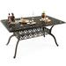 Costway 59 Outdoor Dining Table All-Weather Cast Aluminum Umbrella Hole 6 Person Bronze