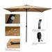 Direct Wicker Outdoor Patio Solar Umbrella 10 Ft x 6.5 Ft Rectangular with Crank Weather Resistant Taupe