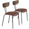 Mid Century Stackable Dining Chairs Set of 2 Modern Retro Faux Leather Side Chair for Kitchen Dining Room