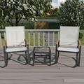 3 PCS Patio Rocking Chairs Set Patio Chairs Furniture Sets Front Porch Furniture Rocking Chairs Set of 2 Balcony Deck Chair Conversation Sets with Coffee Table