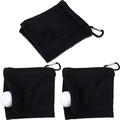 Heldig Golf Ball Towel 5.5 x 5.5 Inch Black Golf Wet and Dry Golf Towel Pocket Golf Towel with Clip Ball Towel Golf Ball Towel for Golf Course Exercise Towel (3 Pieces)B