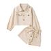 ZIZOCWA Teen Girls Trendy Clothes Summer Child Kid Girl Coat Clothes Sets Baby Girls Clothing Suit Solid Long Sleeve Buttons Top Shorts 2Pcs Outfits Cute Winter Clothes for Teen Girls Girls Sweat Ou