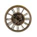 Vintage Style Metal Skeleton Wall Clock With Moving Gears and Roman Numerals on Glass