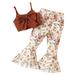 ZIZOCWA Baby Girls Pant Sets Summer Toddler Girls Sleeveless Bowknot Vest Tops Floral Prints Pants Two Piece Outfits Set for Kids Clothes Little Girl Clothes Size 7-8 Grandma Baby Girl Clothes Jump