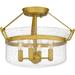 4 Light Semi-Flush Mount in Mid-Century Style-10.75 inches Tall and 15.75 inches Wide-Aged Brass Finish Bailey Street Home 71-Bel-4926053