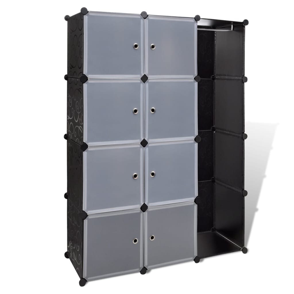 vidaXL Modularer Schrank mit 9 Fächern 37×115×150 cm Schwarz und Weiß Image