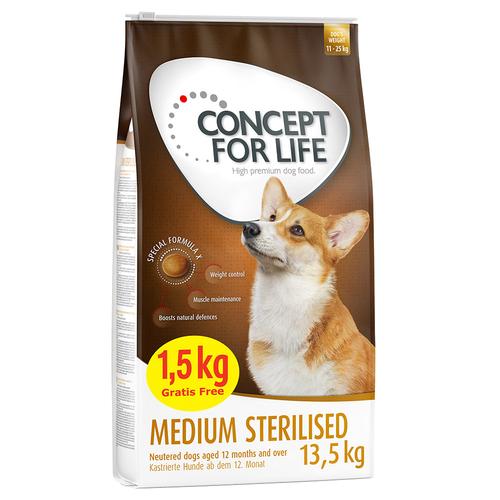 12 + 1,5 kg Medium Sterilised Concept for Life Hundefutter trocken