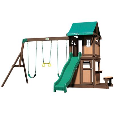 Spielturm BACKYARD DISCOVERY "Lakewood" Spieltürme braun (braun, grün) Kinder mit Schaukeln und Rutsche