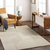 Denis 2' x 3' Modern Wool Light Peach/Lambswool/Sand/Sage/Dusty Sage Area Rug - Hauteloom