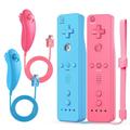 Powtree 3 Pack Wii Controller Wireless Wii Remote and Nunchuck Controller with Silicone Case and Strap for Wii/Wii U/Wii Mini (White)