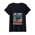 Damen Line Dance Neue Wand neues Glück Tanzgruppe Line Dance T-Shirt mit V-Ausschnitt