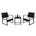 Patio Bistro Set 3 Piece Bistro Table and Chairs Set Outdoor Conversation Set with Cushions and Coffee Table All Weather Wicker Furniture Set for Pool Yard Balcony D5911