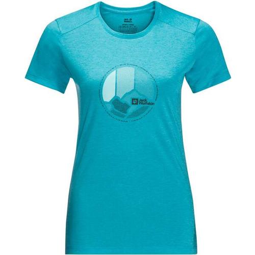 JACK WOLFSKIN Damen Shirt CROSSTRAIL GRAPHIC T W, Größe M in Blau