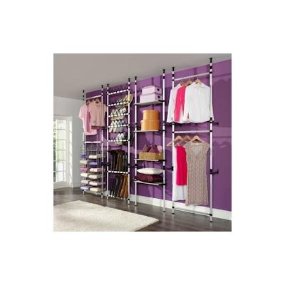 vidaXL Teleskop-Garderobe mit Stangen und Regal Aluminium