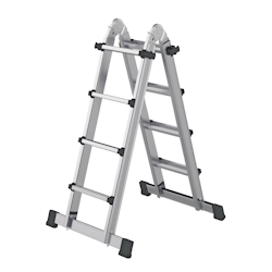 PROREGAL Teleskopleiter 4-teilig mit Traverse 4x4 Sprossen Image
