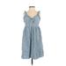Good Luck Gem Casual Dress - A-Line: Blue Print Dresses - Women's Size Small