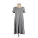 Gap Casual Dress - A-Line Crew Neck Short sleeves: Gray Print Dresses - Women's Size Small Petite