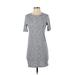 Forever 21 Casual Dress - Shift Crew Neck Short sleeves: Gray Print Dresses - Women's Size Small