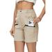 Yuyangdpb Women s Hiking Cargo Shorts Quick Dry Nylon Shorts Summer Travel Active Golf Shorts with 6 Pockets Water Resistant Light Khaki L