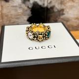 Gucci Accessories | Gucci Aged Gold Tiger Head Multicolor Stones Infinity Stones Thanos Ring | Color: Gold/Green | Size: Os