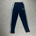 Adidas Pants | Adidas Navy Blue Soccer Pants Mens Small 3 Stripe Drawstring Tapered Sweatpants | Color: Blue/White | Size: S