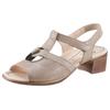 Sandalette ARA "LUGANO", Damen, Gr. 4 (37), beige (sand), Veloursleder, metallic, elegant, Schuhe, Sommerschuh, Sandale, Blockabsatz, mit Gummizug und Klettverschluss