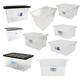 Vivo Technologies 50L Plastic Storage Boxes Pack of 5 Large Clear Box with Lids Durable Stackable Nestable Container for Home Office Kitchen