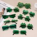 Lunettes de soleil Shamrock irlandais sans monture lunettes de costume de lutin lunettes vertes