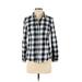 Old Navy Long Sleeve Button Down Shirt: Black Checkered/Gingham Tops - Women's Size X-Small