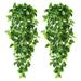 Moocorvic 2Pcs Fake Plants Artificial Plants for Home Decor Indoor Fake Ivy Vine Fake Ivy Leaves for Wall House Room Patio Outdoor Home Shelf Office Decor