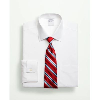 Brooks Brothers Men's Stretch Supima Cotton Non-Iron Pinpoint Oxford Ainsley Collar Dress Shirt | White | Size 16½ 36