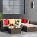 Ebern Designs Anito 5 Piece Sectional Seating Group w/ Cushions Synthetic Wicker/All - Weather Wicker/Wicker/Rattan | Outdoor Furniture | Wayfair