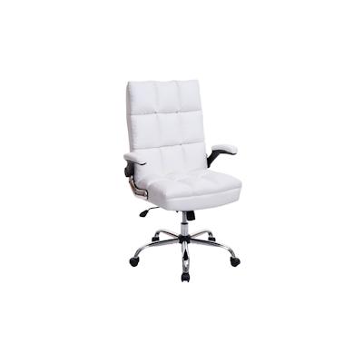 Mendler Bürostuhl HWC-J21, Chefsessel Drehstuhl Schreibtischstuhl, höhenverstellbar ~ Kunstleder weiß Image
