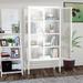 Glass 2-Door Cold-Rolled Steel Storage Cabinet 4-tier Bookshelf