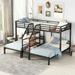 Metal Twin over Twin & Twin Bunk Bed, Triple Bunk Bed w/Storage Staircase