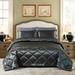 8 Pic Silky Satin Comforter Set Soft Luxury Quilted King Dark Gray