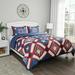 Stars Stripes Patriotic Quilt Set Bedspread Quilted Full/Queen