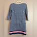 Lilly Pulitzer Dresses | Lilly Pulitzer Striped Short Blue White Pink 3/4 Sleeve Dress Size Xs | Color: Blue/Gold/Pink/White | Size: Xs