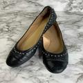 Coach Shoes | Coach Dalia Black Leather Studded Snakeskin Ballet Flat Size 7.5b | Color: Black/Silver | Size: 7.5