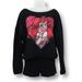 Disney Tops | Disney Little Mermaid Sweatshirt Black Boat Neck Screen Print Long Sleeve Medium | Color: Black/Red | Size: M