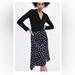 Zara Dresses | All Weather Zara Knit Polo Style Top Of Dress Silky Slit Polka Dot Dress | Color: Black | Size: L