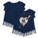 Girls Youth Tiny Turnip Navy New York Yankees Heart Bat Fringe T-Shirt