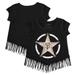 Girls Youth Tiny Turnip Black San Francisco Giants Military Star Fringe T-Shirt