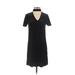 MNG Casual Dress - Shift V Neck Short sleeves: Black Print Dresses - Women's Size 4