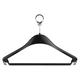 HANGERWORLD 20 Black 44cm Plastic Hotel Clothes Coat Garment Hangers with Trouser Skirt Bar and Metal Security Ring.