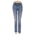 Banana Republic Jeans - Mid/Reg Rise Skinny Leg Denim: Blue Bottoms - Women's Size 27 - Distressed Wash