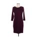 Spense Casual Dress - Sheath Crew Neck 3/4 sleeves: Purple Print Dresses - Women's Size 6 Petite
